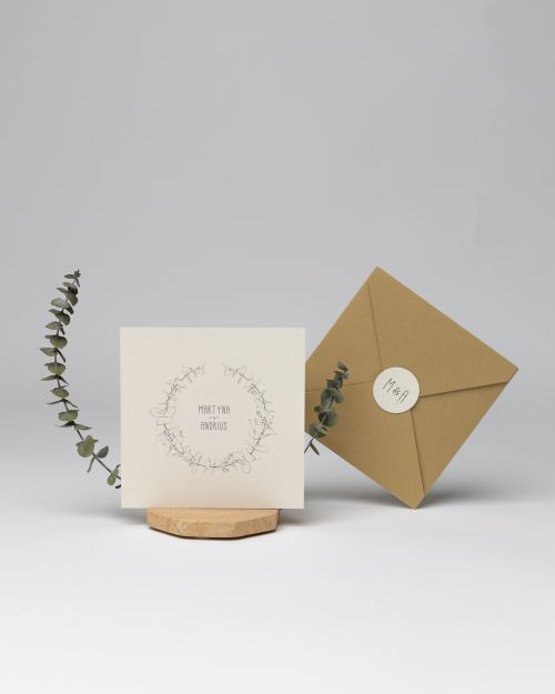 vestuvių kvietimai su eukaliptais