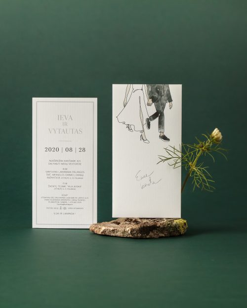 vestuvinis kvietimas iliustruotas elegantiškas