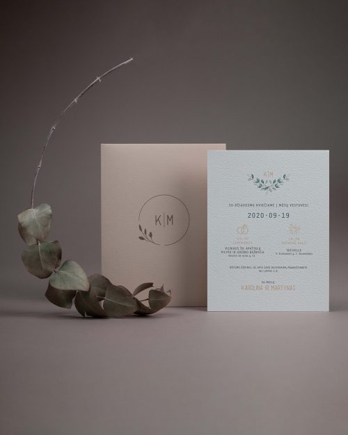 vestuvinis kvietimas minimalistinis botaninis