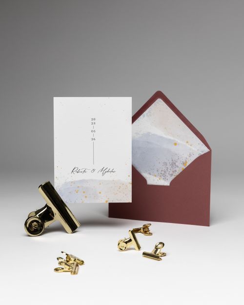 vestuvių kvietimai su aukso akvarele