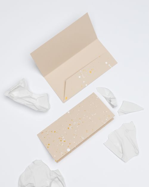 DL foramto taskuoti sulankstomi vokai – dėkliukai su aukso akvarele