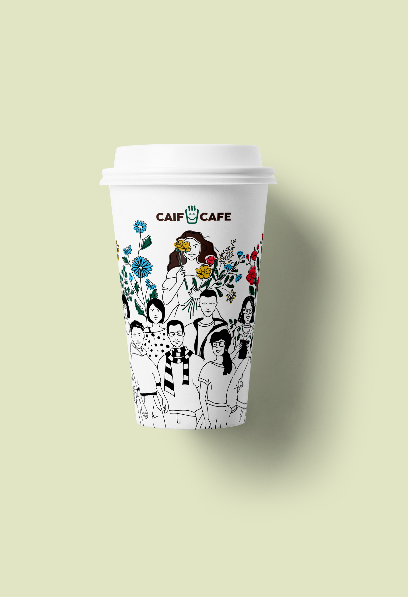 caif cafe kavos puodelio dizainas, floriste