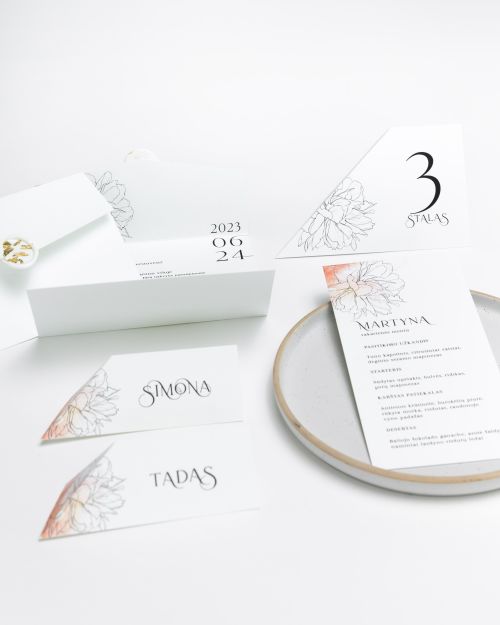 vestuvių kvietimai romantiškas bijūnas