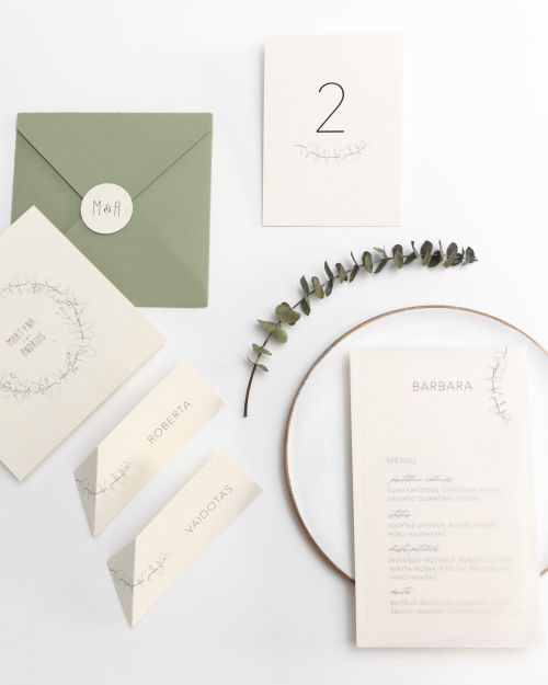 vestuvių kvietimai subtilus eukaliptas
