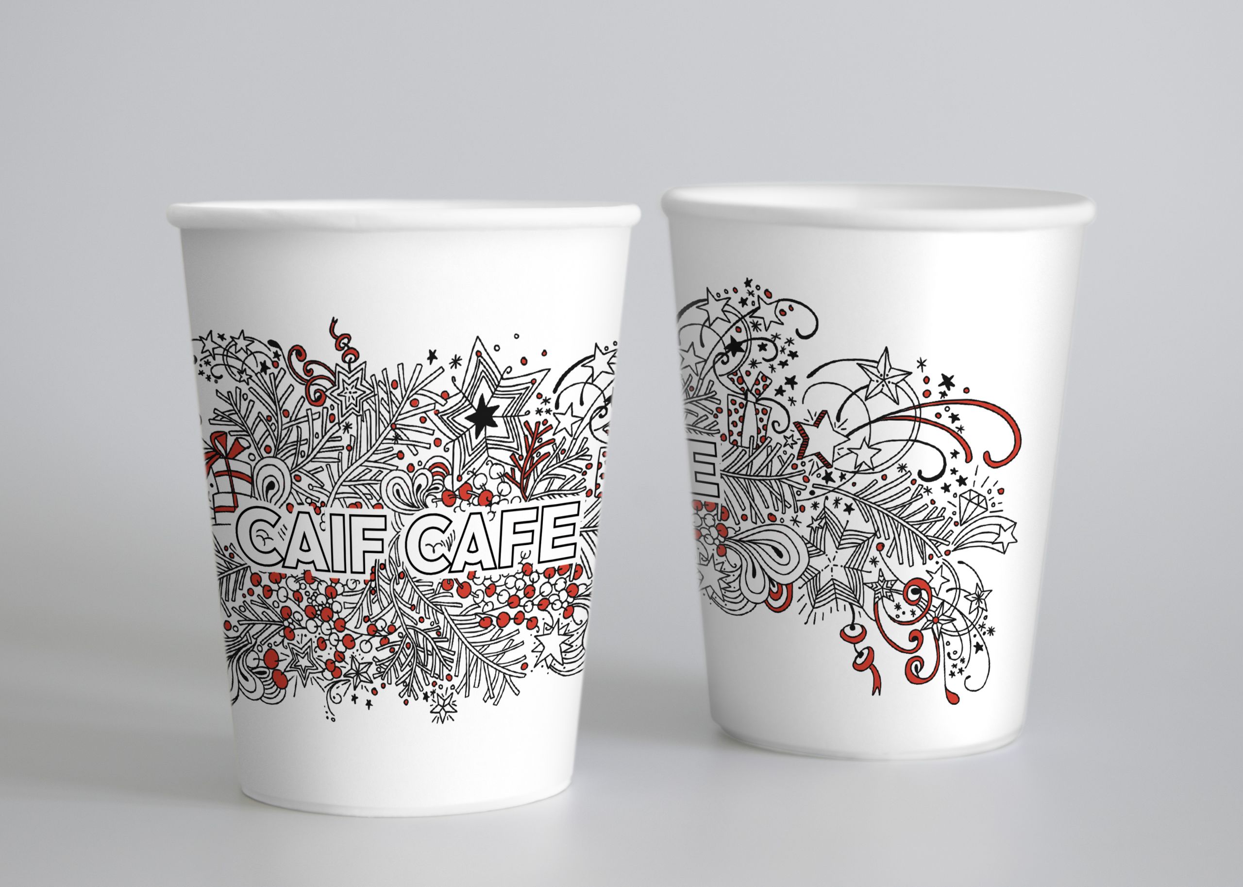 caif cafe kaledinio puodelio dizainas