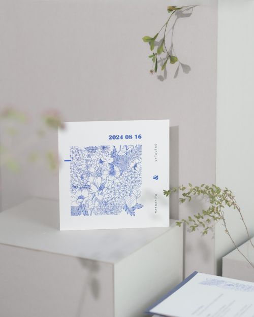 vestuvinis kvietimas minimalistinis botaninis