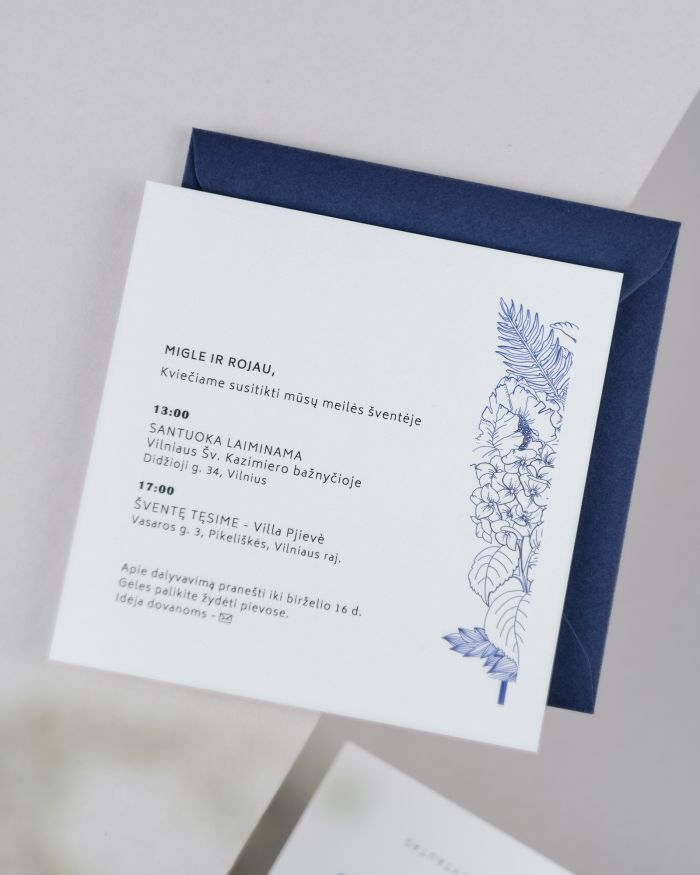 vestuvinis kvietimas minimalistinis botaninis