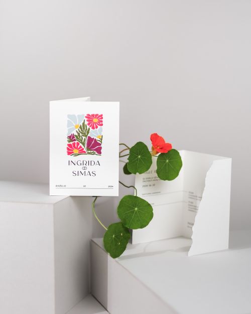 vestuvių kvietimai su gėlėmis