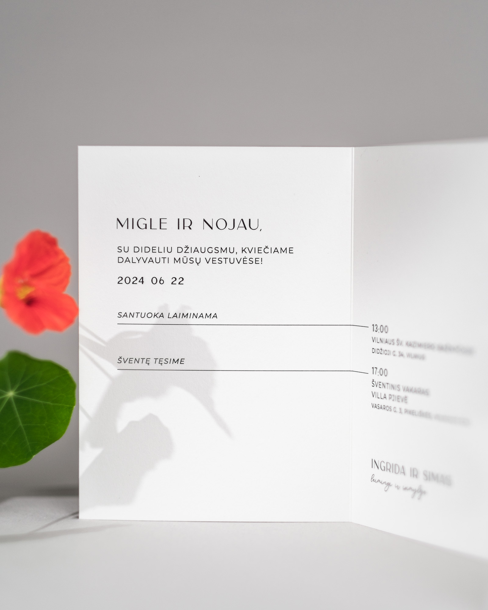 vestuvių kvietimai su gėlėmis